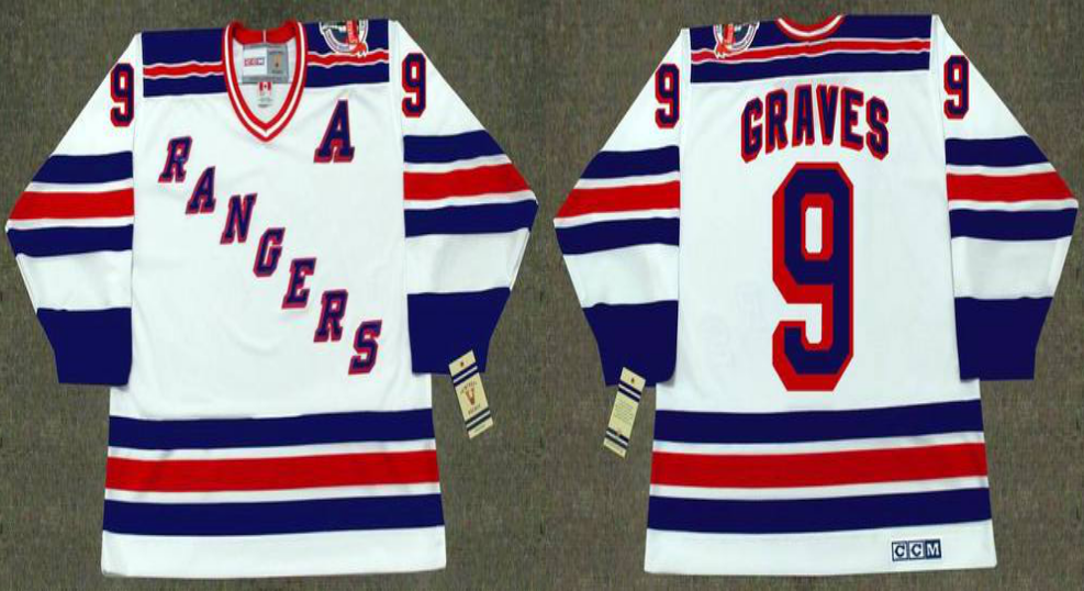 2019 Men New York Rangers 9 Graves white style #2 CCM NHL jerseys->new york rangers->NHL Jersey